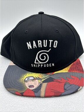 2002 Naruto Shippuden All Over Print Flat Bill Snapback Hat Manga Anime Viz New